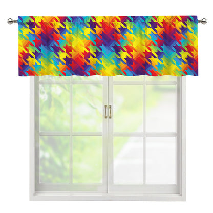 Rainbow Houndstooth Pattern Print Window Valance