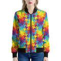 Rainbow Houndstooth Pattern Print Women's Bomber Jacket