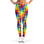Rainbow Houndstooth Pattern Print Women's Leggings
