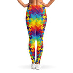 Rainbow Houndstooth Pattern Print Women's Leggings