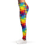 Rainbow Houndstooth Pattern Print Women's Leggings