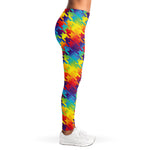 Rainbow Houndstooth Pattern Print Women's Leggings