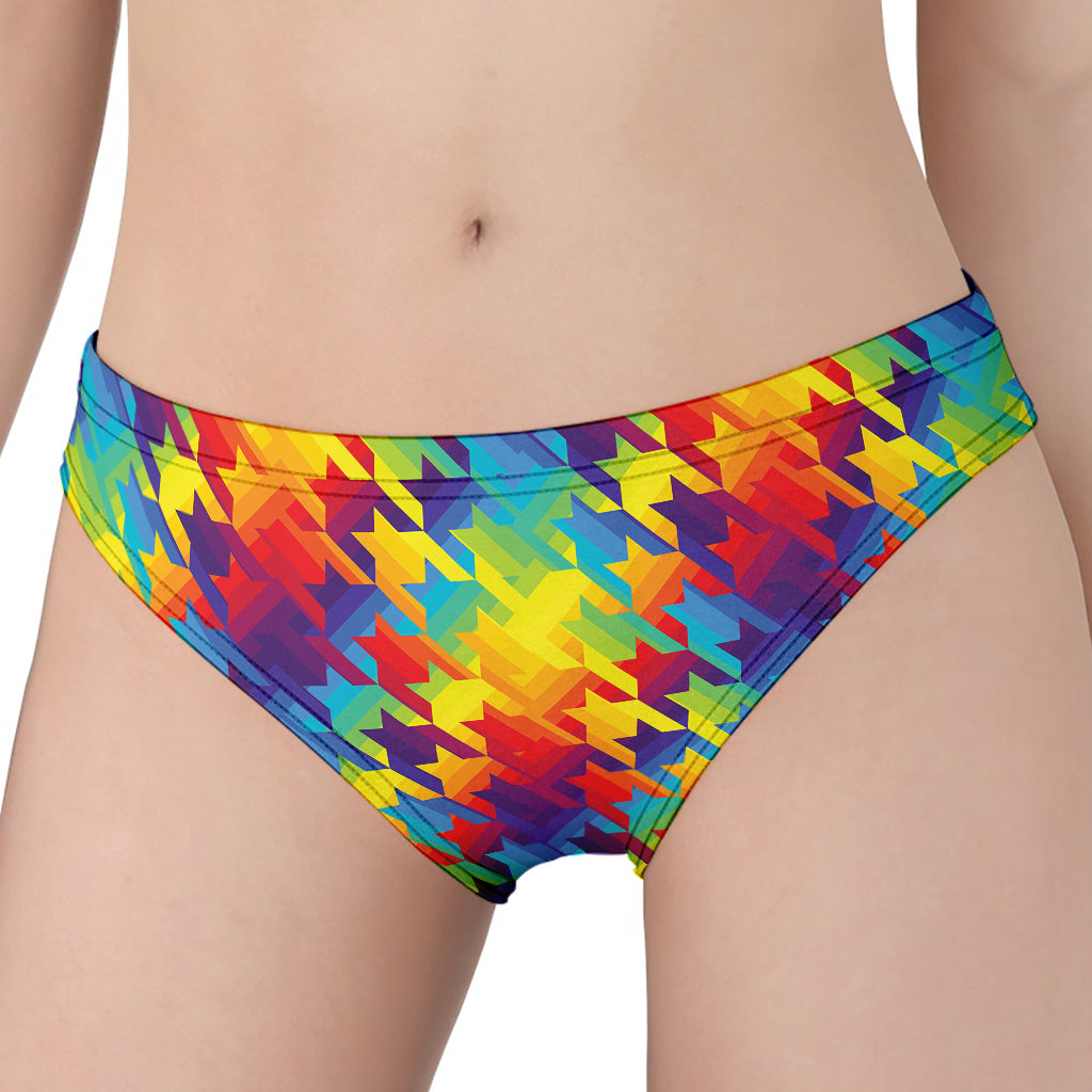 Rainbow Houndstooth Pattern Print Women's Panties