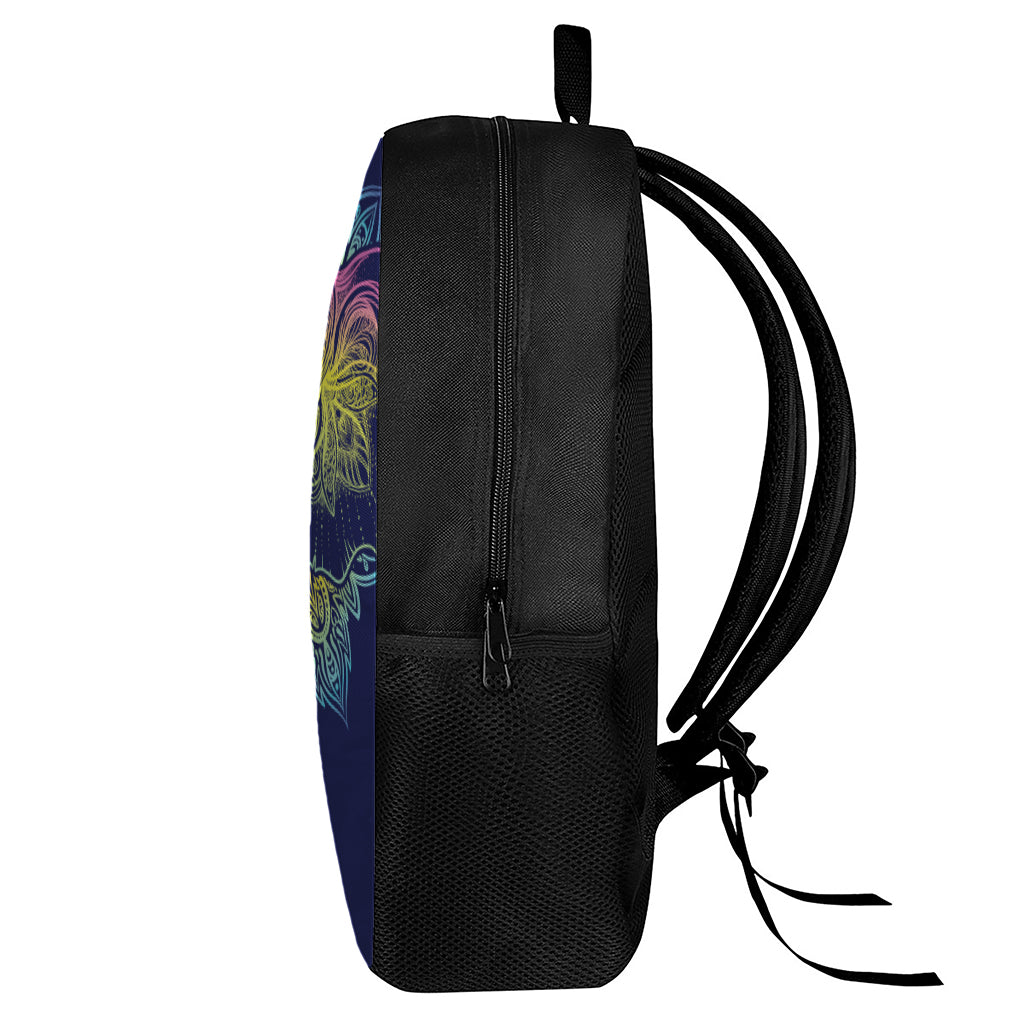 Rainbow Indian Elephant Print 17 Inch Backpack