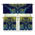 Rainbow Indian Elephant Print 3 Piece Kitchen Curtains