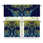 Rainbow Indian Elephant Print 3 Piece Kitchen Curtains