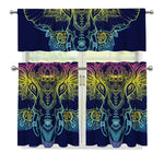 Rainbow Indian Elephant Print 3 Piece Kitchen Curtains