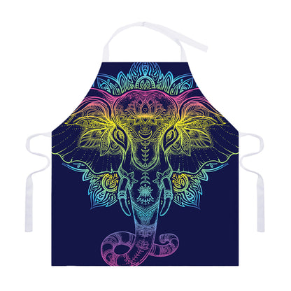 Rainbow Indian Elephant Print Adjustable Apron