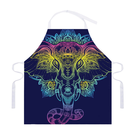 Rainbow Indian Elephant Print Adjustable Apron