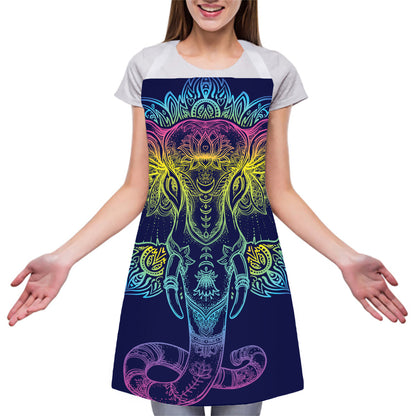 Rainbow Indian Elephant Print Adjustable Apron
