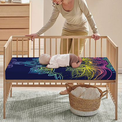 Rainbow Indian Elephant Print Baby Crib Sheet