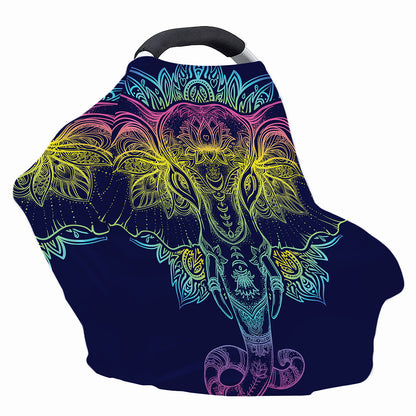 Rainbow Indian Elephant Print Baby Seat Cover