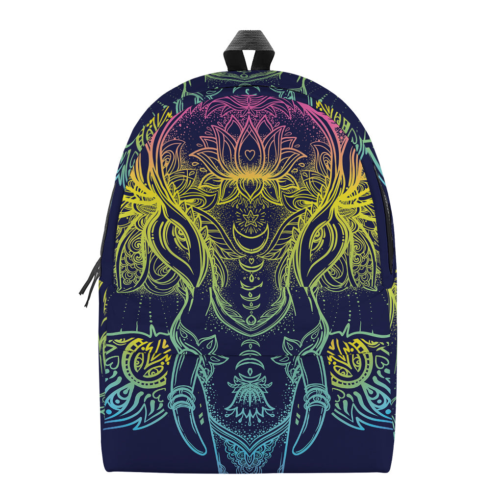 Rainbow Indian Elephant Print Backpack