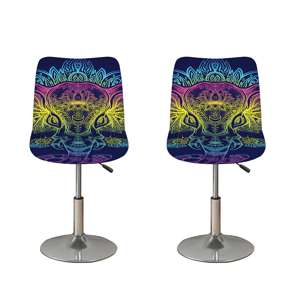 Rainbow Indian Elephant Print Bar Stool Covers