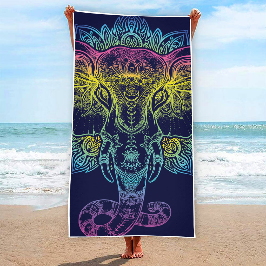 Rainbow Indian Elephant Print Beach Towel