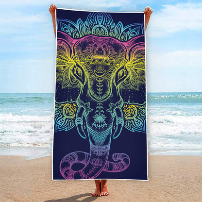 Rainbow Indian Elephant Print Beach Towel