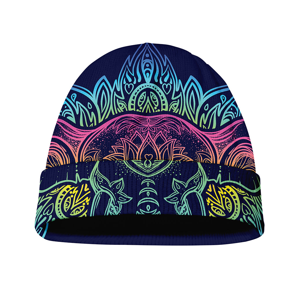 Rainbow Indian Elephant Print Beanie