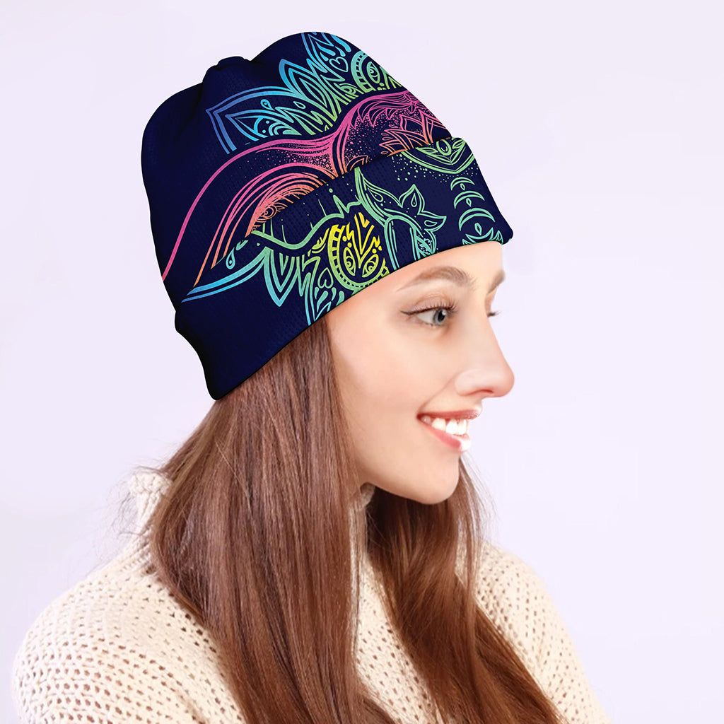 Rainbow Indian Elephant Print Beanie
