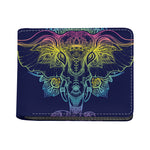 Rainbow Indian Elephant Print Bifold Wallet