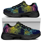 Rainbow Indian Elephant Print Black Chunky Shoes