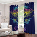 Rainbow Indian Elephant Print Dimout Grommet Curtains