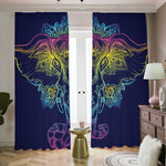 Rainbow Indian Elephant Print Blackout Pencil Pleat Curtains