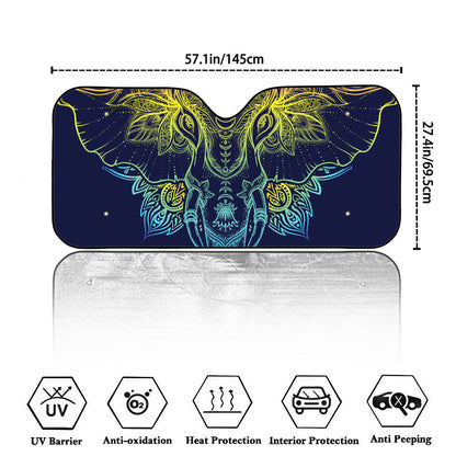 Rainbow Indian Elephant Print Car Windshield Sun Shade