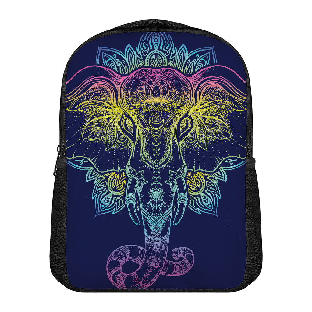Rainbow Indian Elephant Print Casual Backpack