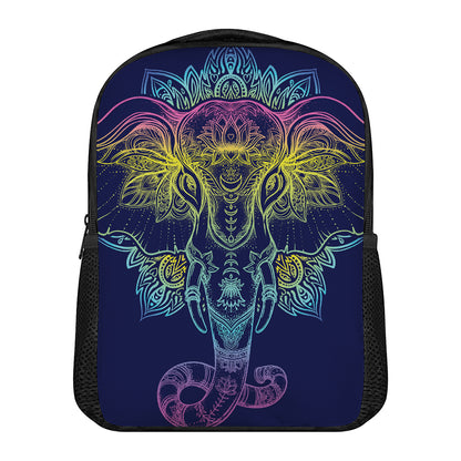 Rainbow Indian Elephant Print Casual Backpack