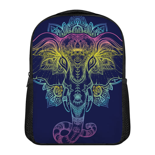 Rainbow Indian Elephant Print Casual Backpack