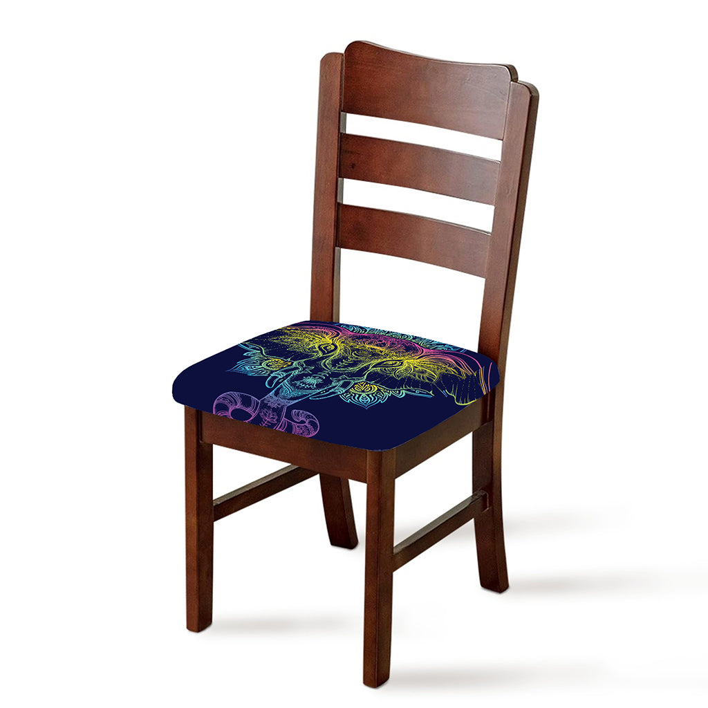 Rainbow Indian Elephant Print Chair Cushion Cover