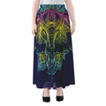 Rainbow Indian Elephant Print Chiffon Maxi Skirt