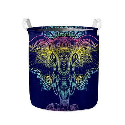 Rainbow Indian Elephant Print Collapsible Laundry Basket