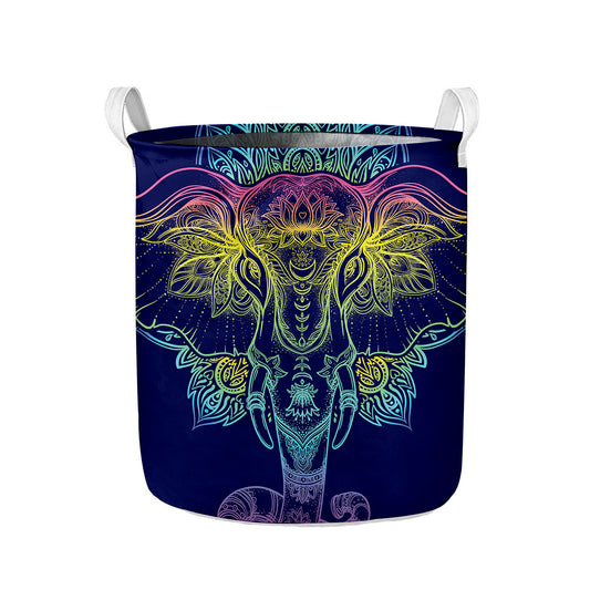Rainbow Indian Elephant Print Collapsible Laundry Basket
