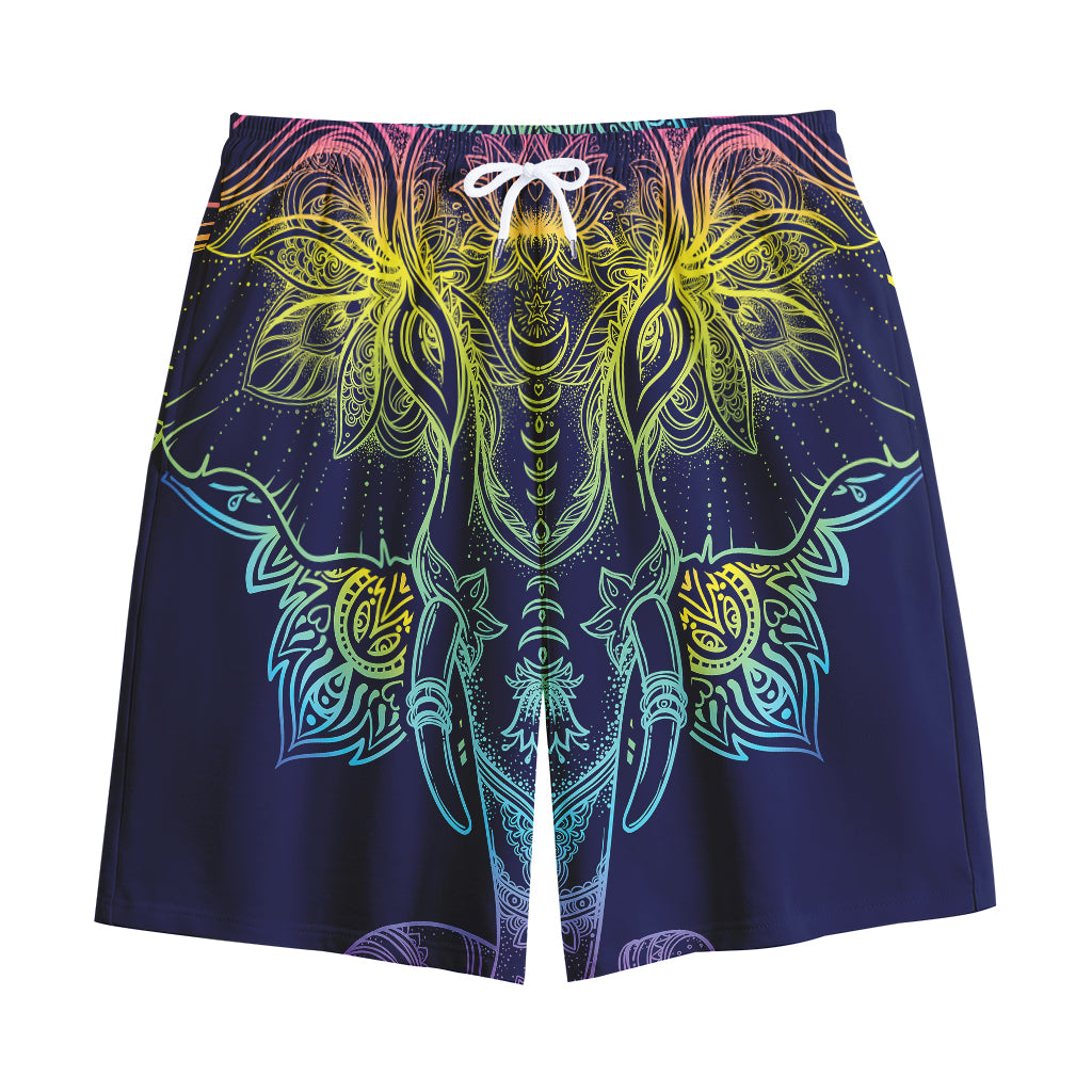 Rainbow Indian Elephant Print Cotton Shorts