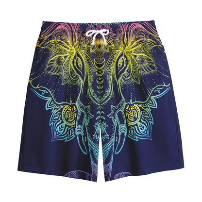 Rainbow Indian Elephant Print Cotton Shorts