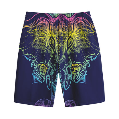 Rainbow Indian Elephant Print Cotton Shorts