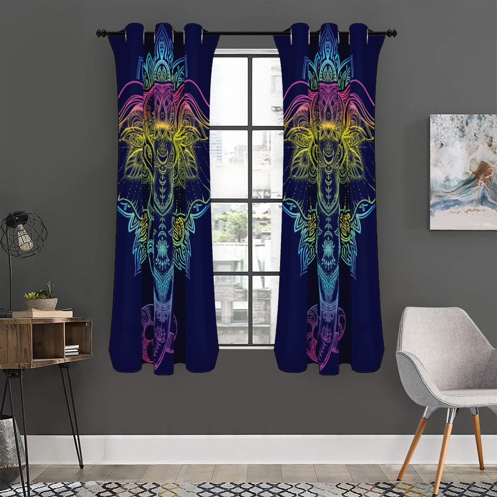 Rainbow Indian Elephant Print Curtain