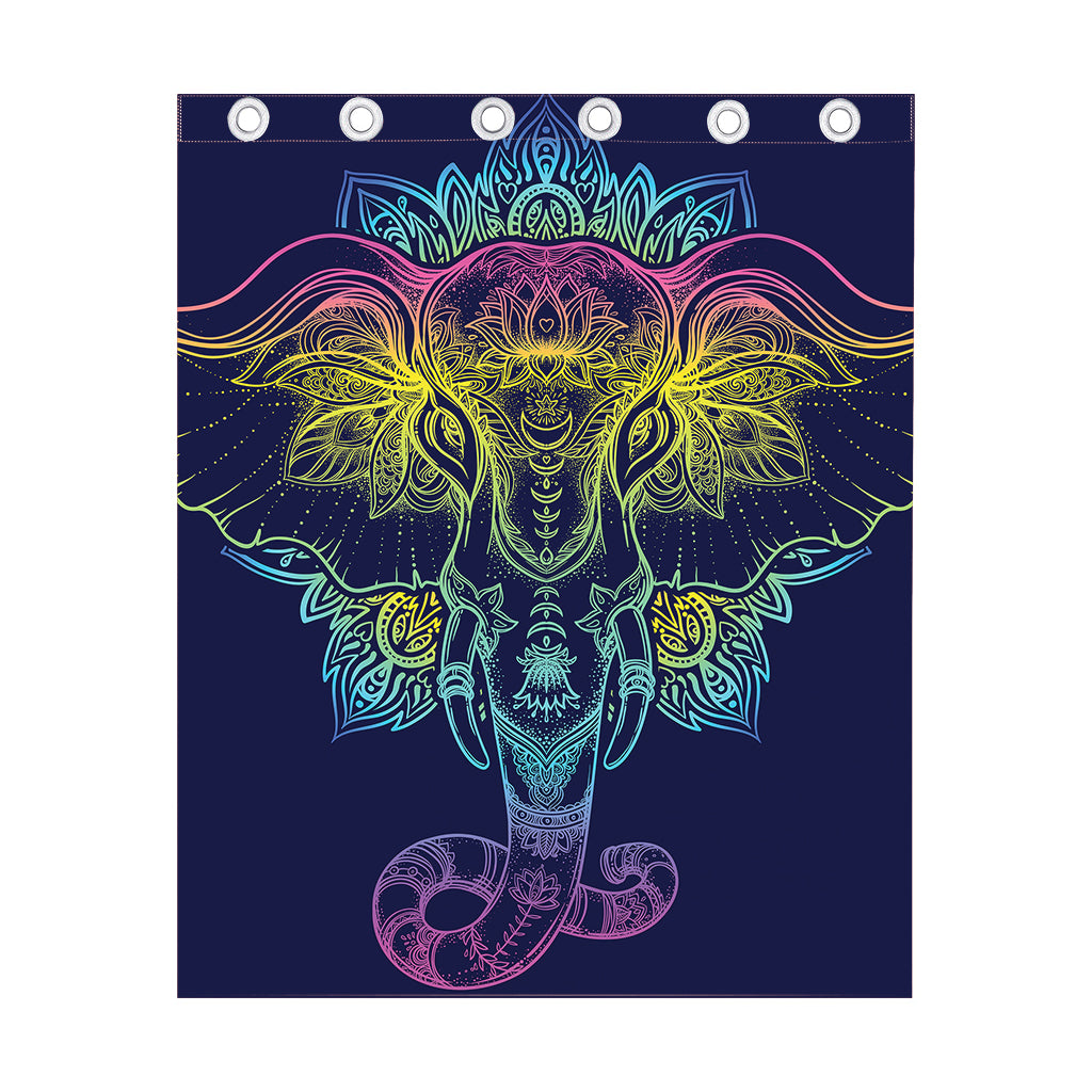 Rainbow Indian Elephant Print Curtain