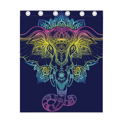 Rainbow Indian Elephant Print Curtain