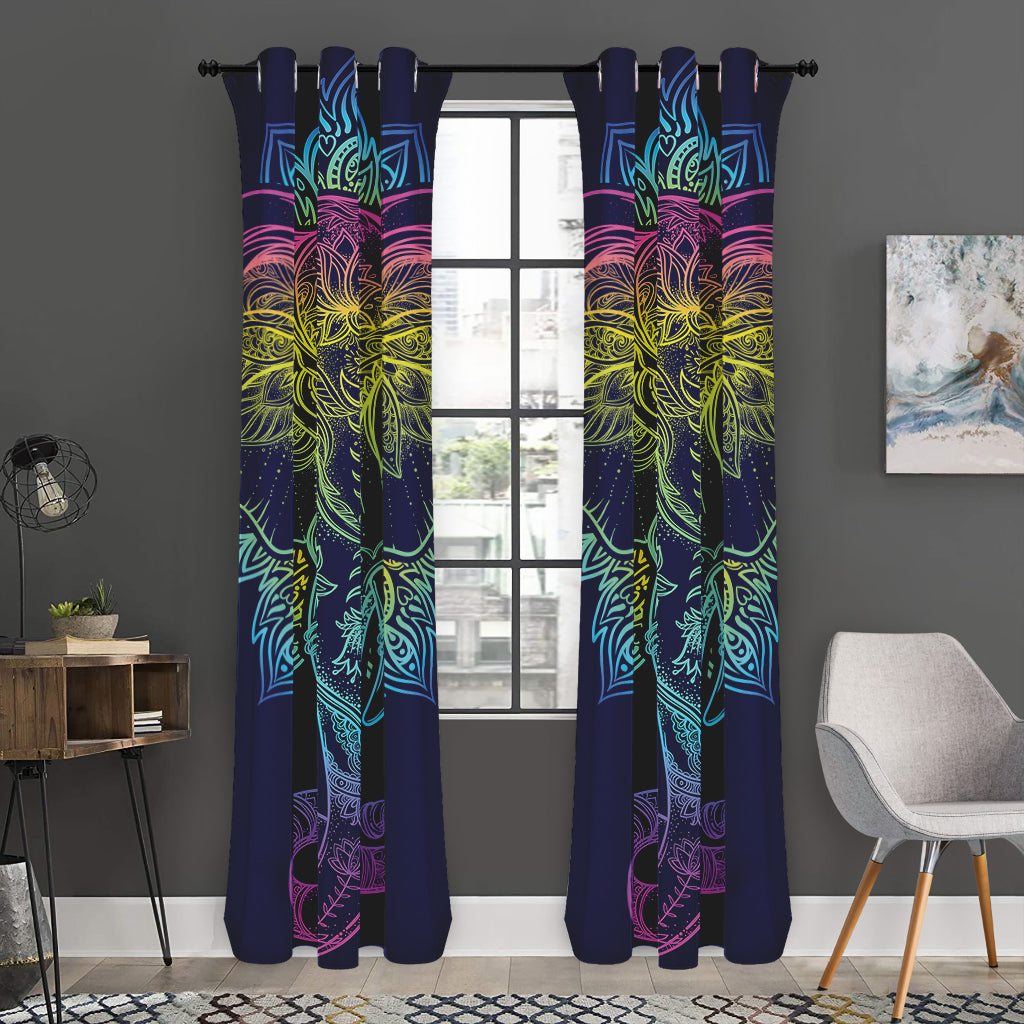 Rainbow Indian Elephant Print Curtain