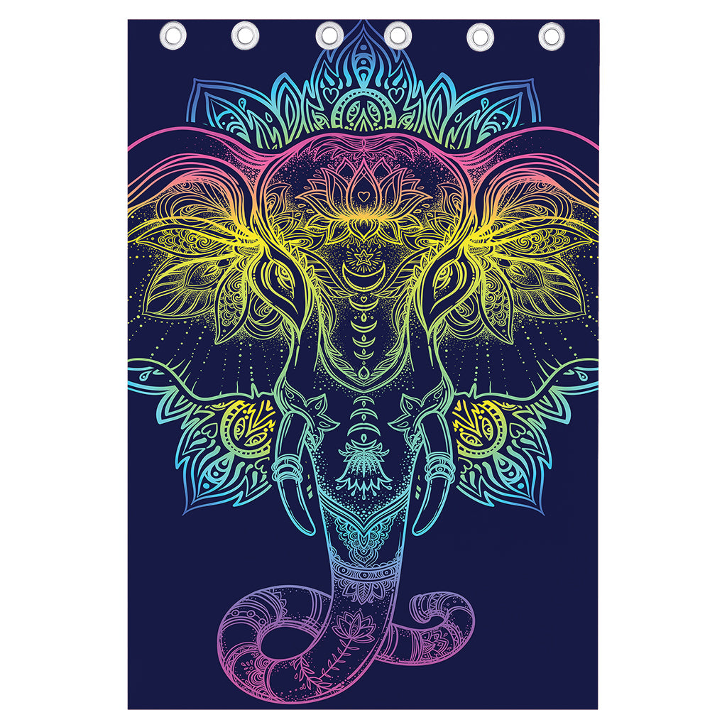 Rainbow Indian Elephant Print Curtain