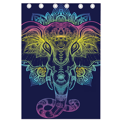 Rainbow Indian Elephant Print Curtain