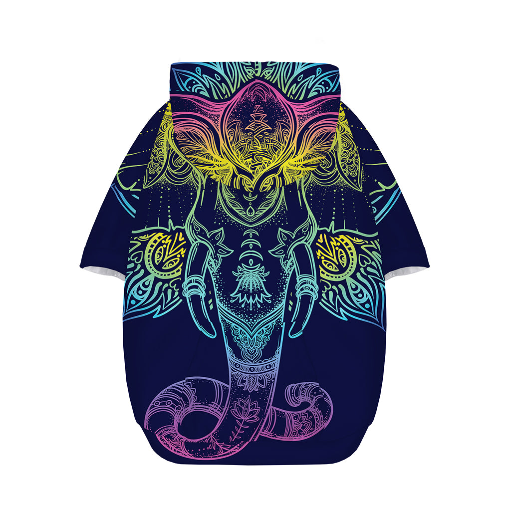 Rainbow Indian Elephant Print Dog Zip Up Hoodie