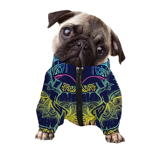 Rainbow Indian Elephant Print Dog Zip Up Jacket