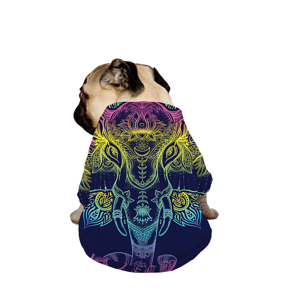 Rainbow Indian Elephant Print Dog Zip Up Jacket