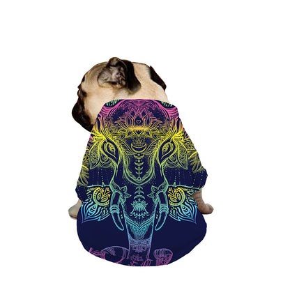 Rainbow Indian Elephant Print Dog Zip Up Jacket