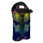 Rainbow Indian Elephant Print Double Neoprene Wine Tote