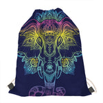 Rainbow Indian Elephant Print Drawstring Bag