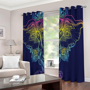 Rainbow Indian Elephant Print Extra Wide Grommet Curtains